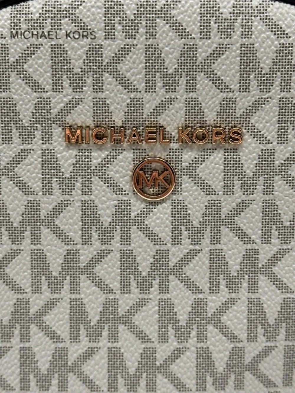 NWT Michael Kors Valerie Medium Logo Backpack Vanilla Acorn White Brown Handbag